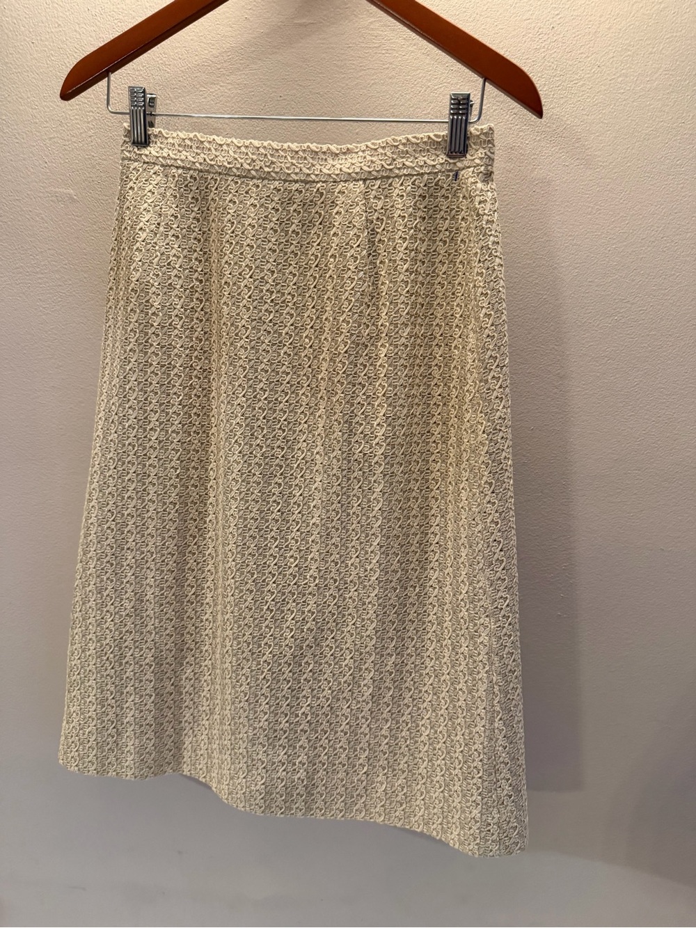 Vintage Reonoble Onward Cream Textured A-Line Skirt Back Zip‎ Lined